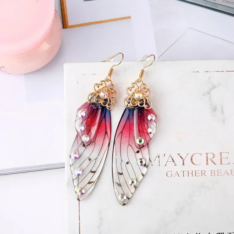 Crystal Butterfly Drop Earrings – Vintage Rainbow Wing Jewelry