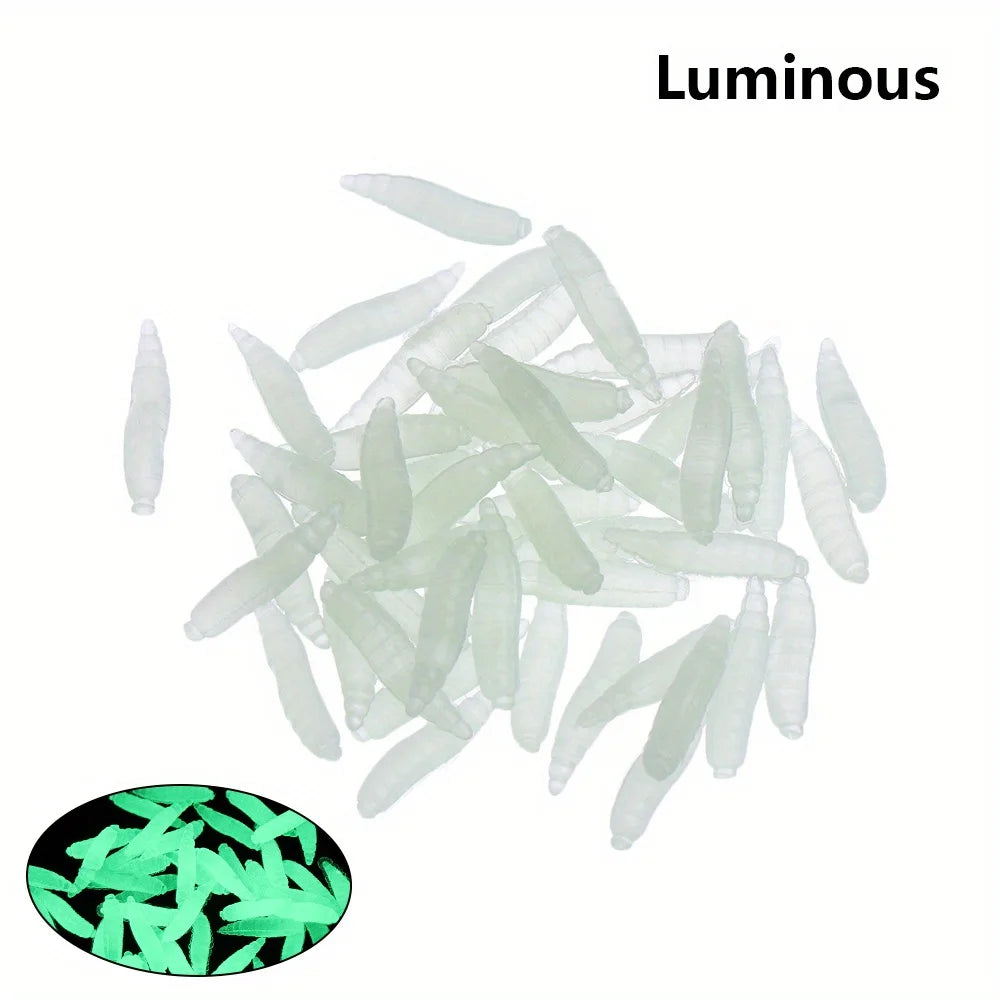 50Pcs Soft Bait Grub Worms 1.6cm Ivory PVC Fishing Lures