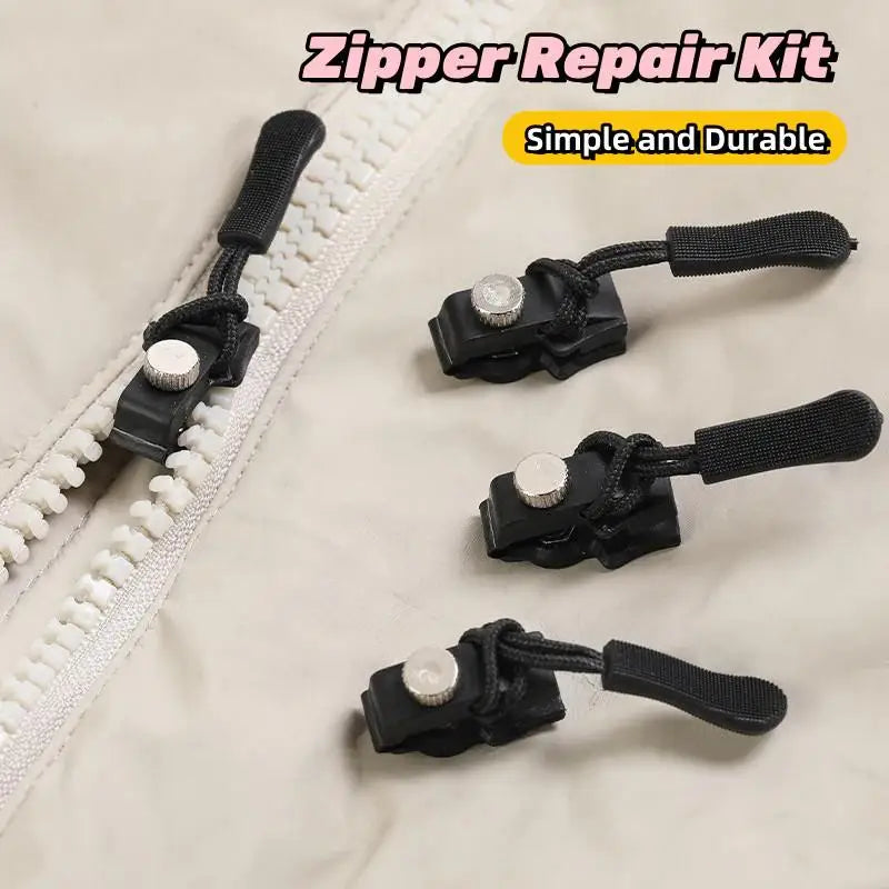 3-Size Universal No-Sew Zipper Repair Kit – S, M & L Heads Zipper Repair Kit Nixie