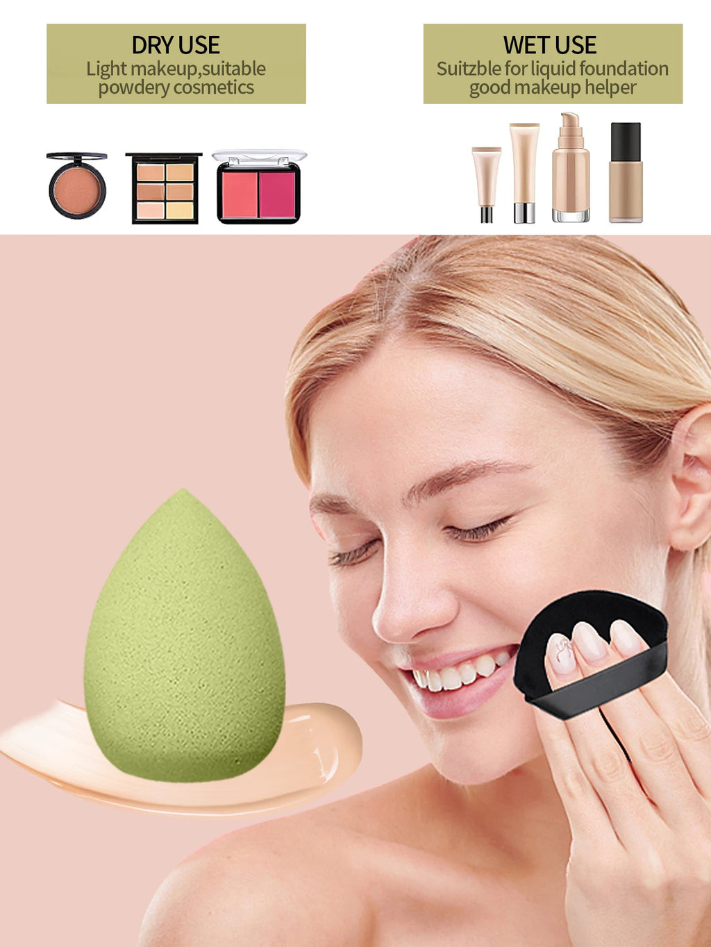 4-Piece Makeup Sponge & Triangle Powder Puff Set with Box