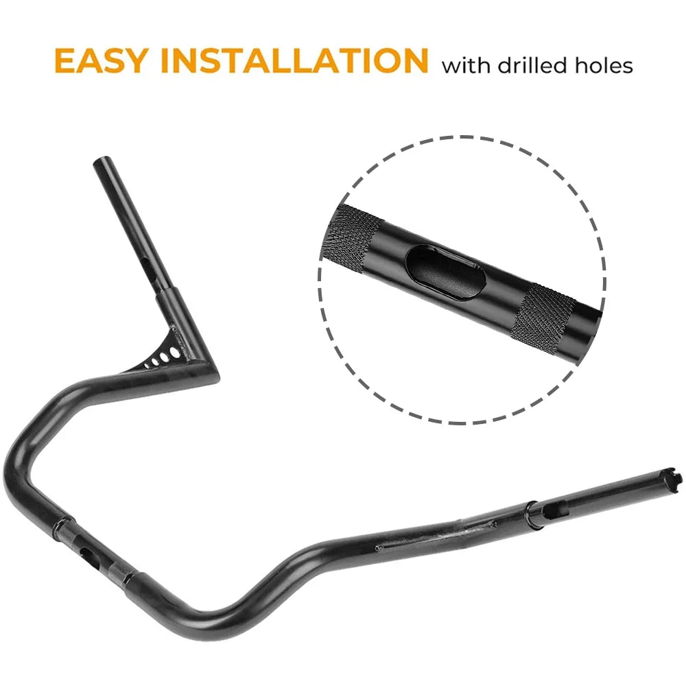 Ape Hanger Handlebar 12/14/16" 1-1/4" Fat Bar Harley Touring Motorcycle Handlebar Nixie