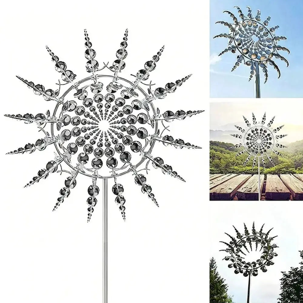 Metal Wind Spinner Windmill Kinetic Sculpture Garden Decor Garden Wind Spinner Nixie