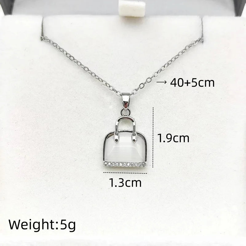 Opal Bag Pendant Necklace – Gold & Silver Collarbone Chain Pendant Necklace Nixie