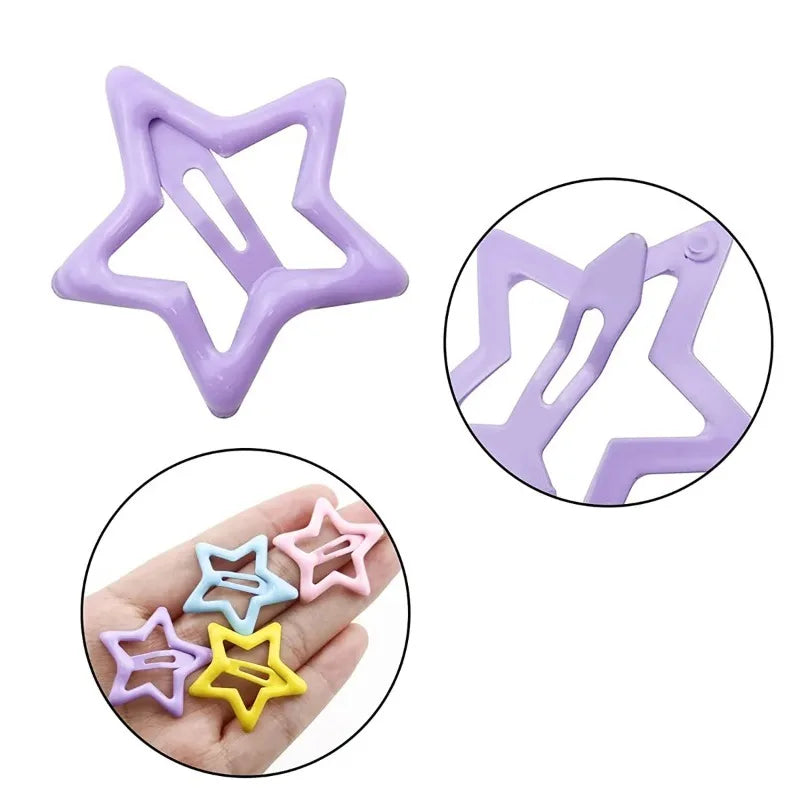 50/100pcs Hollow Star Hair Clips – Colorful Snap Design Hair Clips Nixie