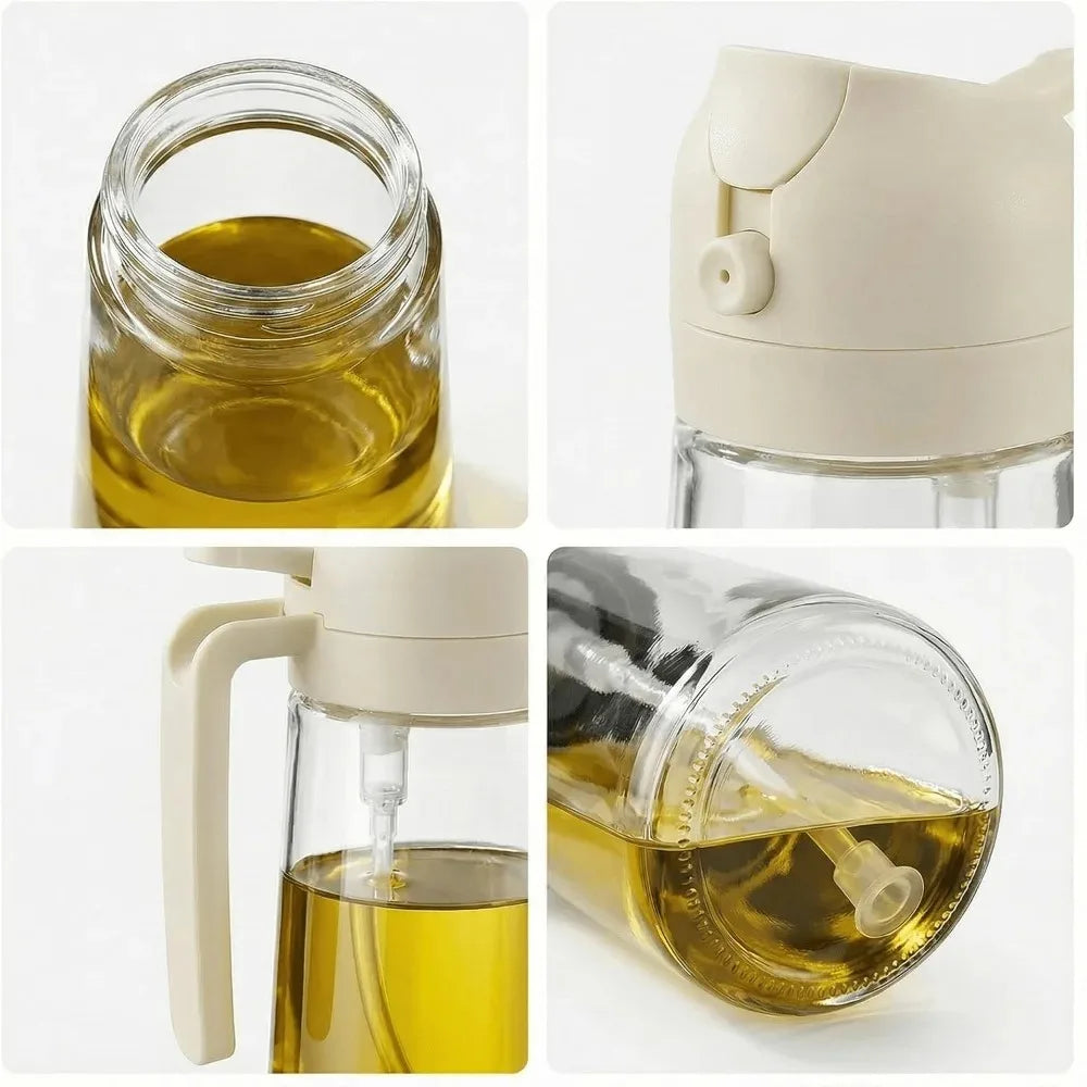 2-in-1 Glass Oil Dispenser & Sprayer Bottle Set – 2Pcs Oil Dispenser Sprayer Nixie