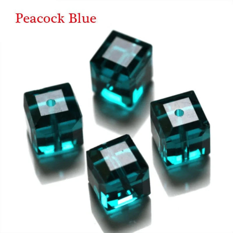 100Pcs 4mm Cube Crystal Glass Spacer Beads for DIY Jewelry