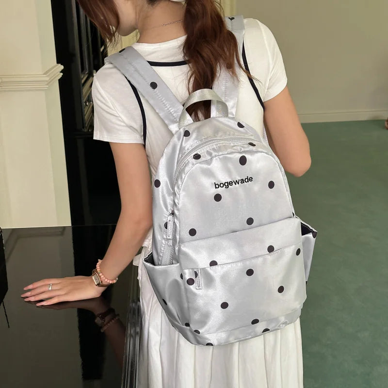 Korean Polka Dot Women's Backpack – Lightweight 20–35L