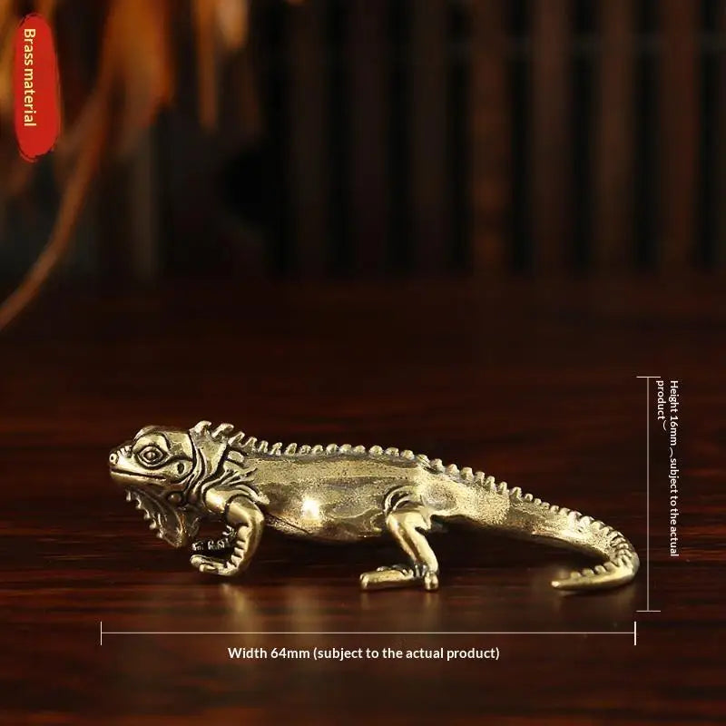 Antique Brass Crocodile Statue Feng Shui Lucky Desk Ornament Decorative Figurine Nixie A3