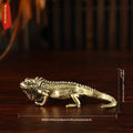 Antique Brass Crocodile Statue Feng Shui Lucky Desk Ornament Decorative Figurine Nixie A3