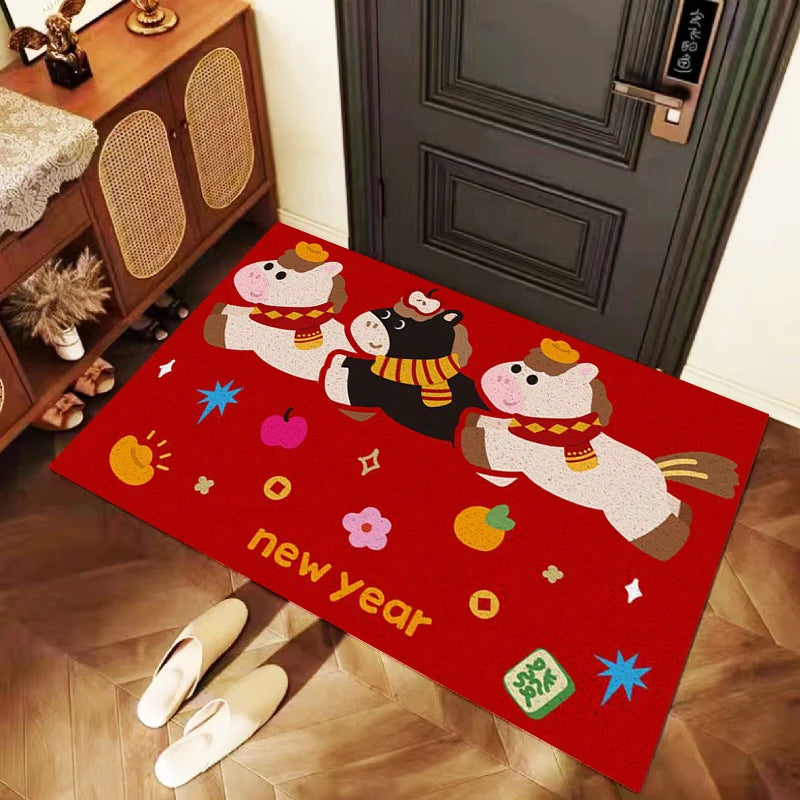 Chinese New Year 2026 Non-Slip Door Mat – Horse Festival Rug Decorative Door Mat Nixie