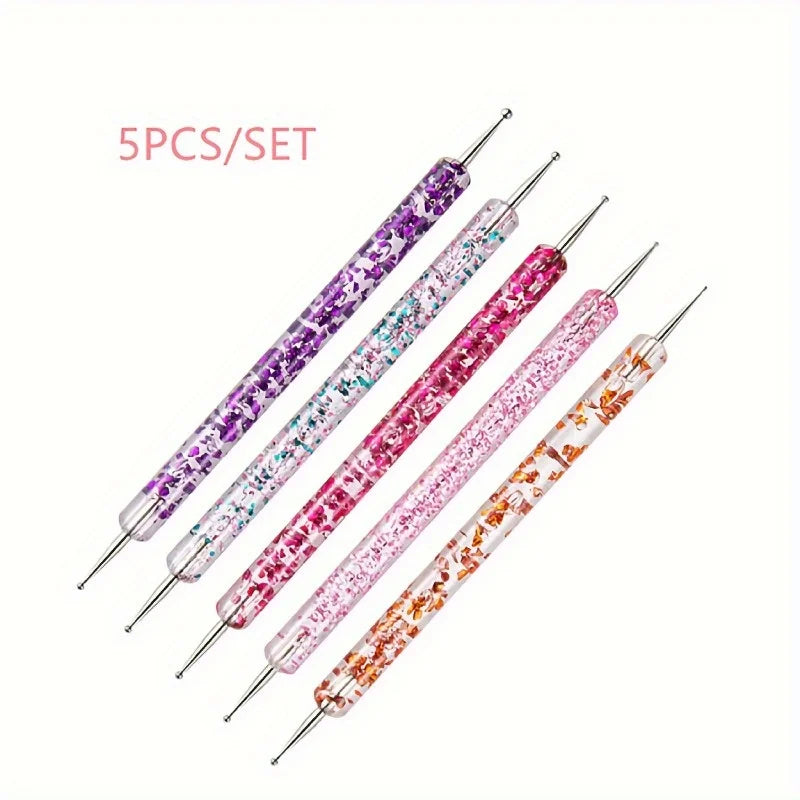 5-Piece Dual-Ended Nail Art Dotting Pen Set – Rhinestone Tools Nail Art Dotting Pens Nixie