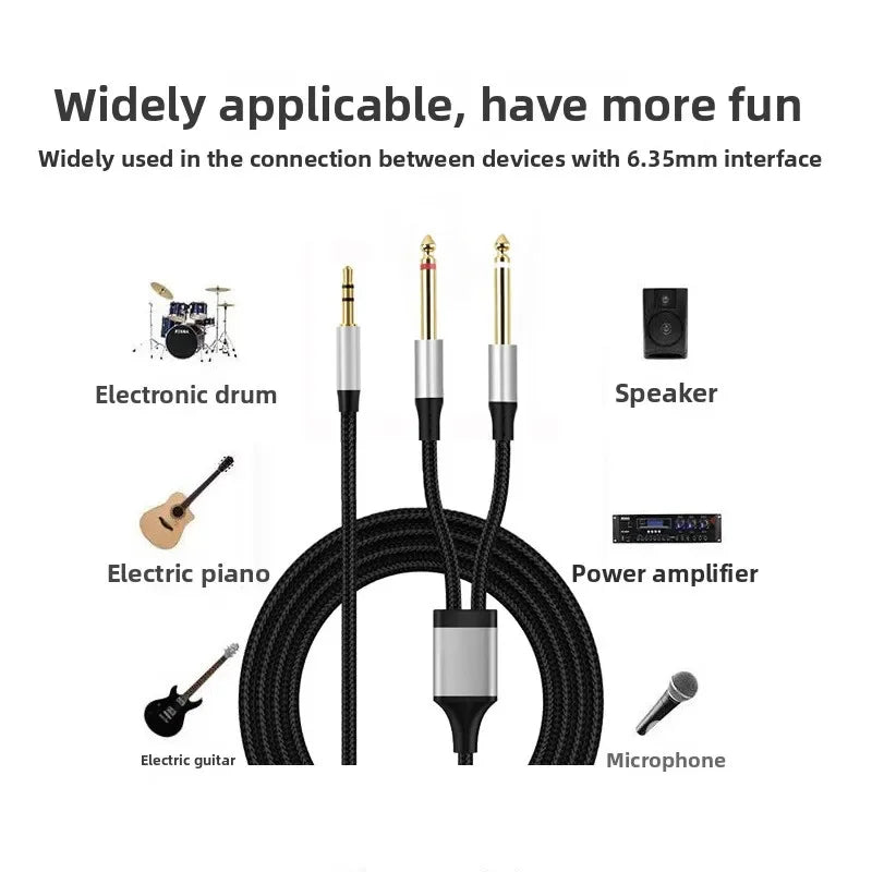 Nixie 3.5mm to Dual 6.35mm Audio Cable – Gold-Plated & DC Noise Audio Splitter Cable Nixie
