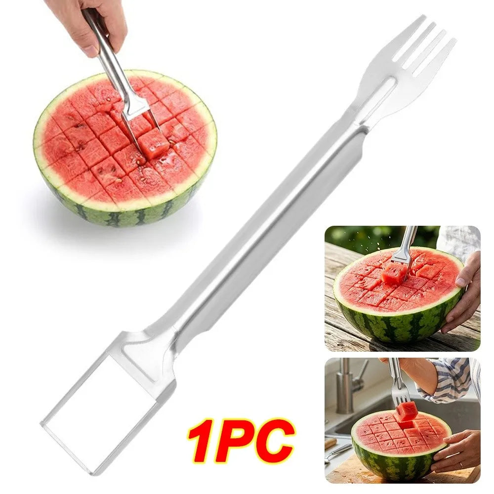 2-in-1 Stainless Steel Watermelon Cutter & Fork Slicer Fruit Slicer Tool Nixie