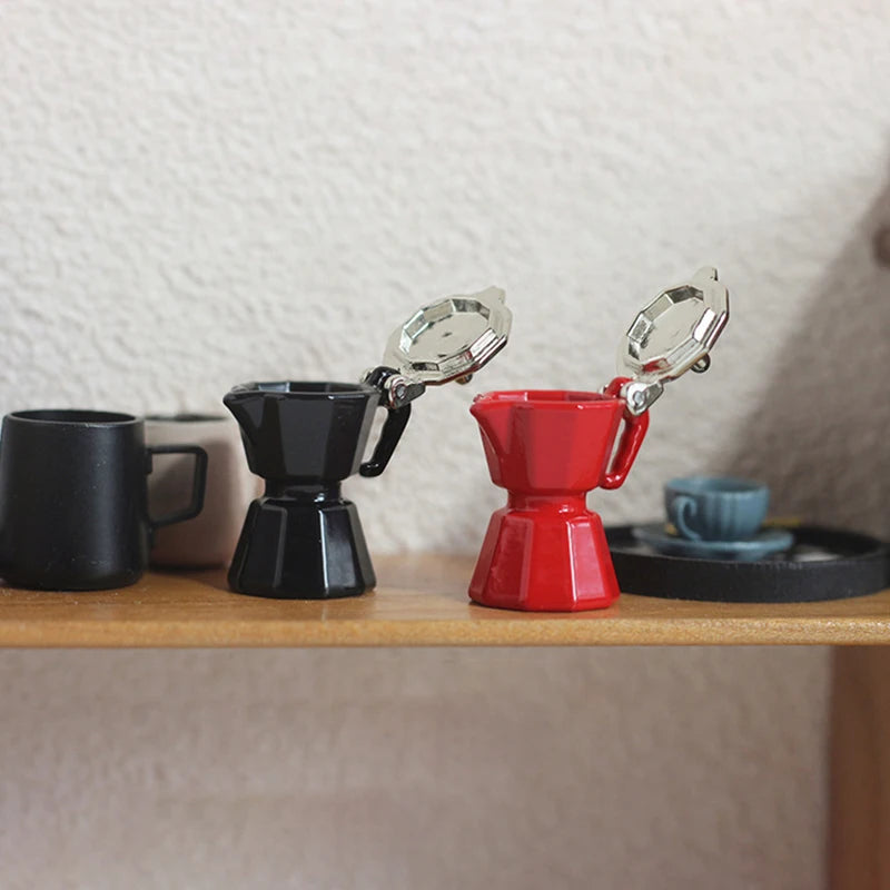 Miniature Coffee Pot Dollhouse Model Toy – Alloy, Ages 14+