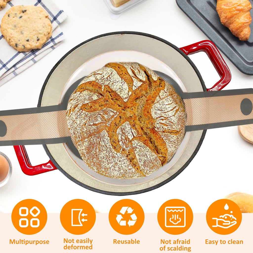 2-Pack Silicone Bread Sling Non-Stick Dutch Oven Liner Baking Mat Silicone Baking Mat Nixie