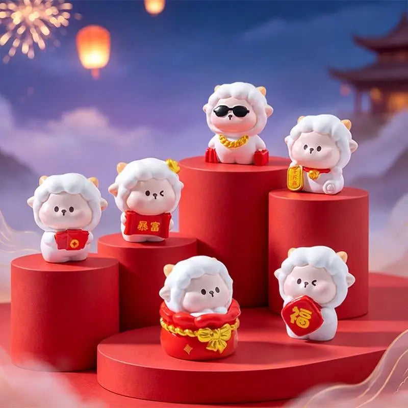 2027 Year of the Sheep Resin Figurine Set – Chinese New Year