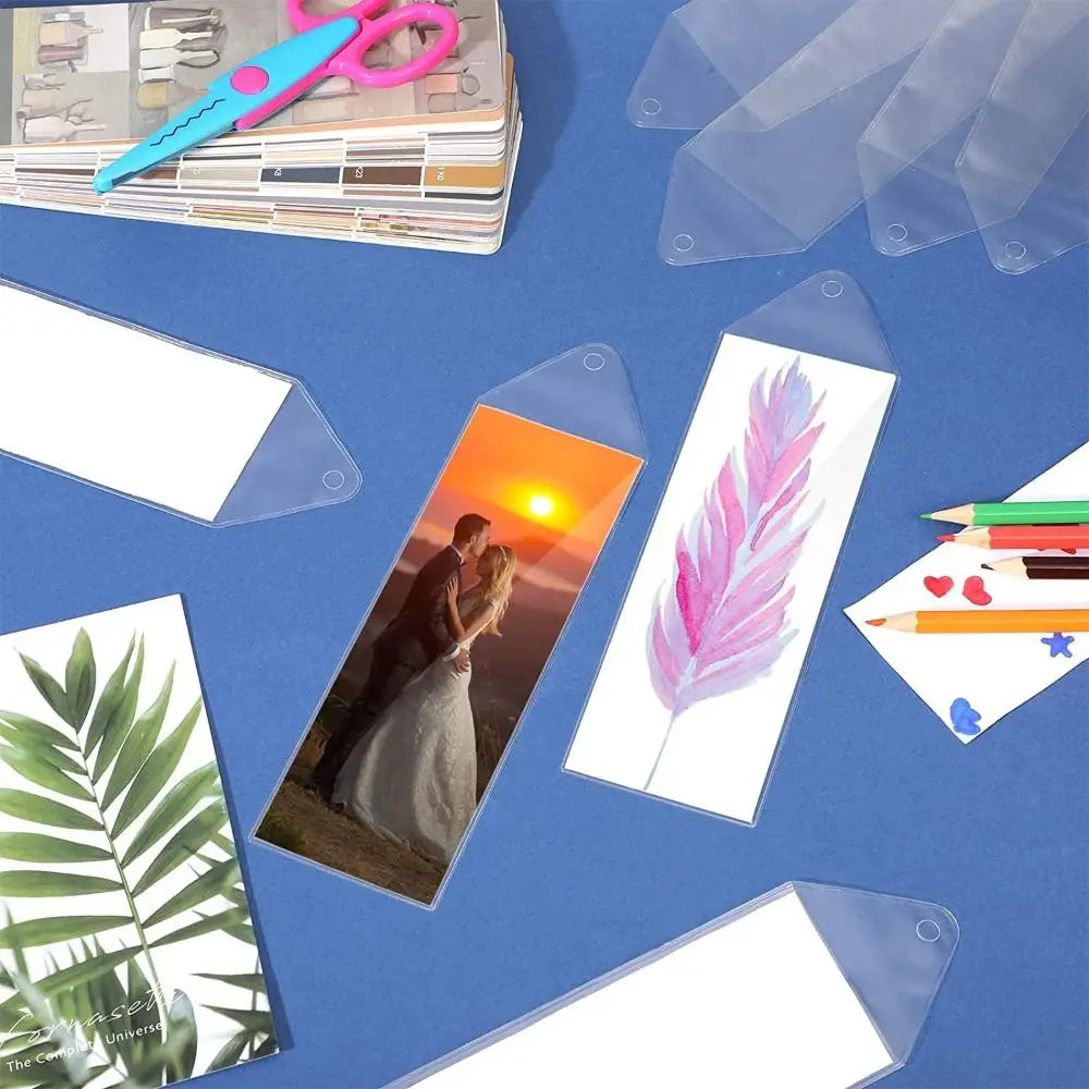 10Pcs Clear PVC Bookmark Sleeves – DIY Photo Holder & Protector Bookmark Sleeves Nixie