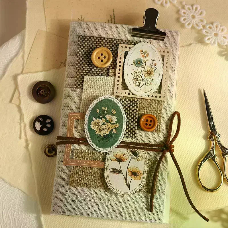 45pcs Floral Sticker Pack – DIY Journal Collage Stationery Set