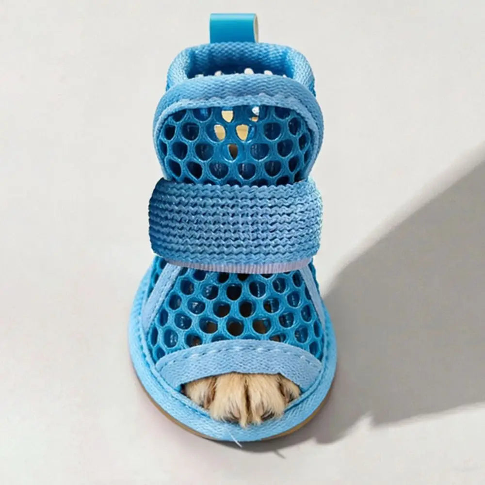 4Pcs Mesh Dog Shoes Non-Slip Breathable Pet Sandals Paw Protector