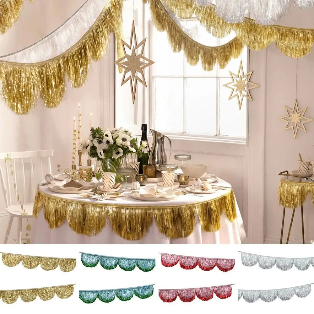 Metallic Foil Fringe Tassel Garland – Multicolor Party Decor