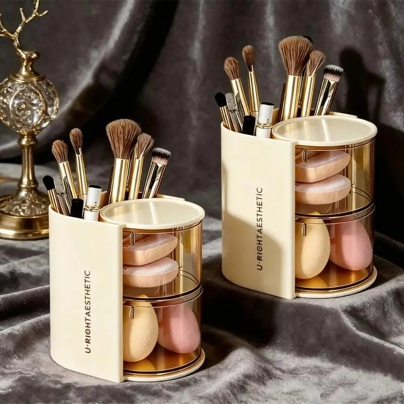 360° Rotating Makeup Brush Holder – Clear Dustproof Organizer Cosmetic Storage Organizer Nixie