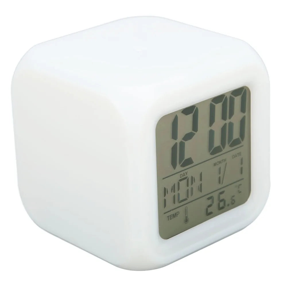 7-Color LED Kids Digital Alarm Clock with Temperature Display