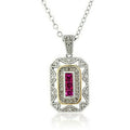 Women's White CZ Pendant Necklace – Silver & Gold-Tone Chain Pendant Necklace Nixie Red