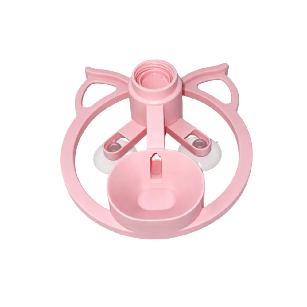 2-in-1 Anti-Spill Cat Water Dispenser – Suction Cup Base Pet Water Dispenser Nixie Pink No plug