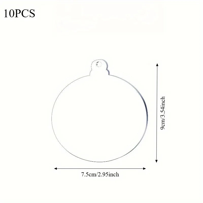 10pcs Clear Acrylic Christmas Ornament Blanks – DIY Round Discs DIY Ornament Blanks Nixie 7.5CM Transparent