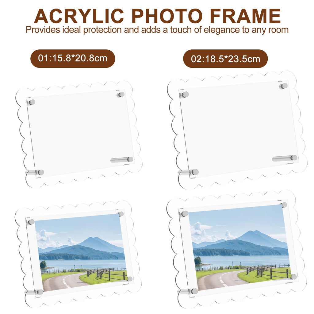 2Pcs Clear Acrylic Picture Frames 4x6 & 5x7 Inch with Screws