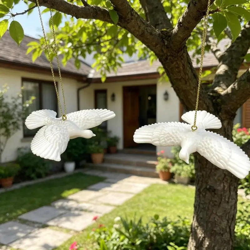 Lifelike Resin Hanging Dove Ornaments – 1 or 2 Pack Decor Hanging Bird Ornament Nixie