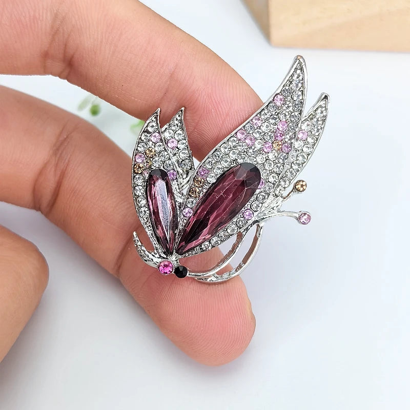 Purple Crystal Butterfly Brooch – Elegant Luxury Fashion Pin Crystal Brooch Pin Nixie