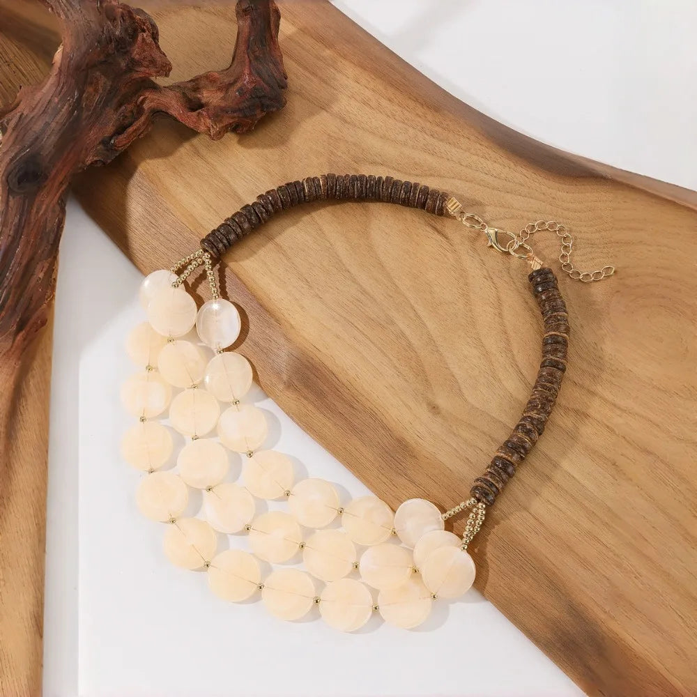 Multilayer Geometric Beaded Necklace – Acrylic & Wood | Nixie Beaded Necklace Nixie 3