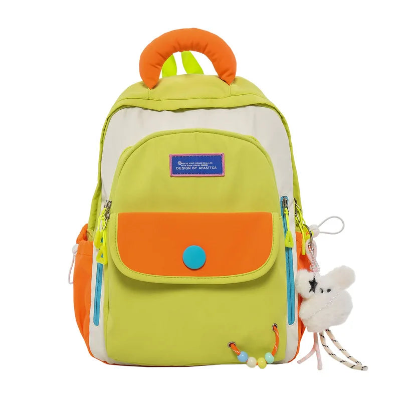 Kids Two-Tone Cartoon School Backpack | Elementary Nylon Bag Kids School Backpack Nixie
