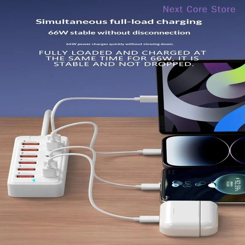 12-in-1 USB Charging Station – 6 USB-A & 6 USB-C Fast Charger USB Charging Station Nixie