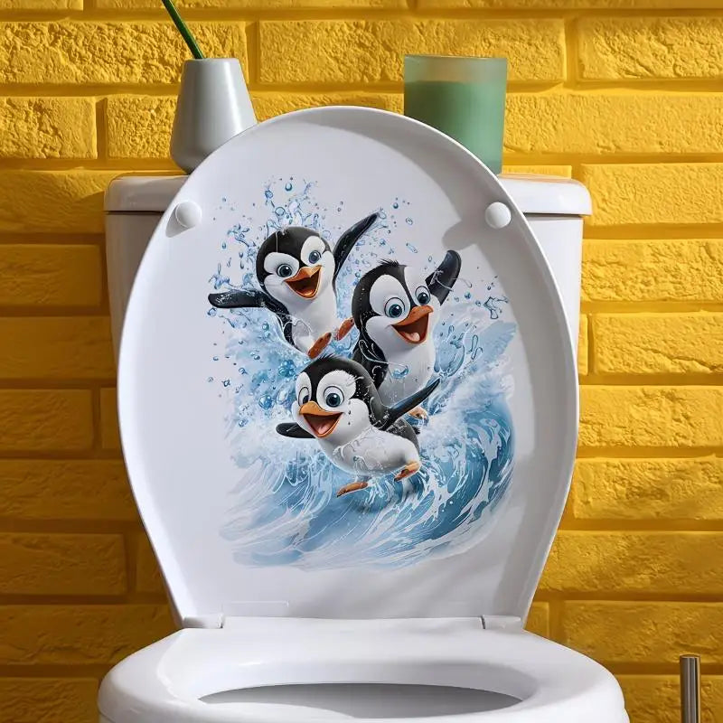 Cute Penguin Toilet Sticker – Waterproof Bathroom Decal Bathroom Wall Sticker Nixie