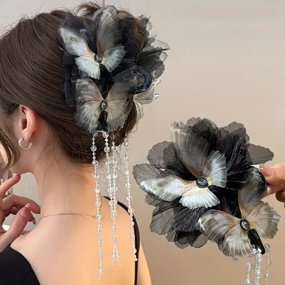 Butterfly Beads Tassel Sparkling Hair Claw Clip for Women Hair Claw Clip Nixie
