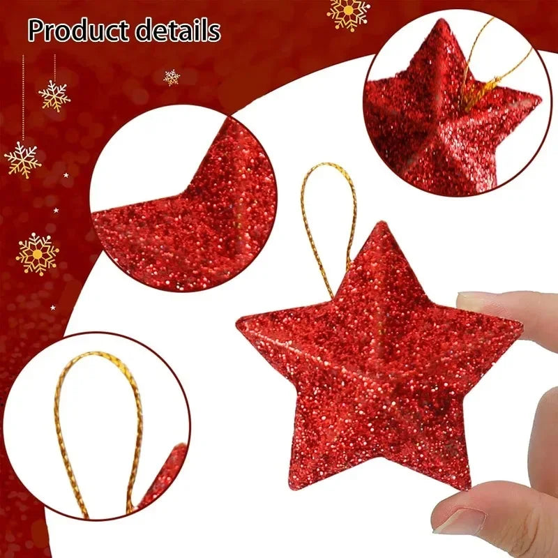 30Pcs Glitter Star Ornaments – Holiday Wreath & Party Decor Holiday Ornaments Nixie