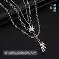 Vintage Hip Hop Rabbit Pentagram Multi-Layer Pendant Necklace Pendant Necklace Nixie Mechanical bear three piece set