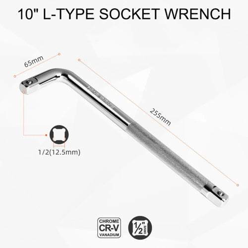 1/2" Drive L-Shape Socket Extension Bar 200–350mm CR-V Steel Socket Extension Bar Nixie 10inch