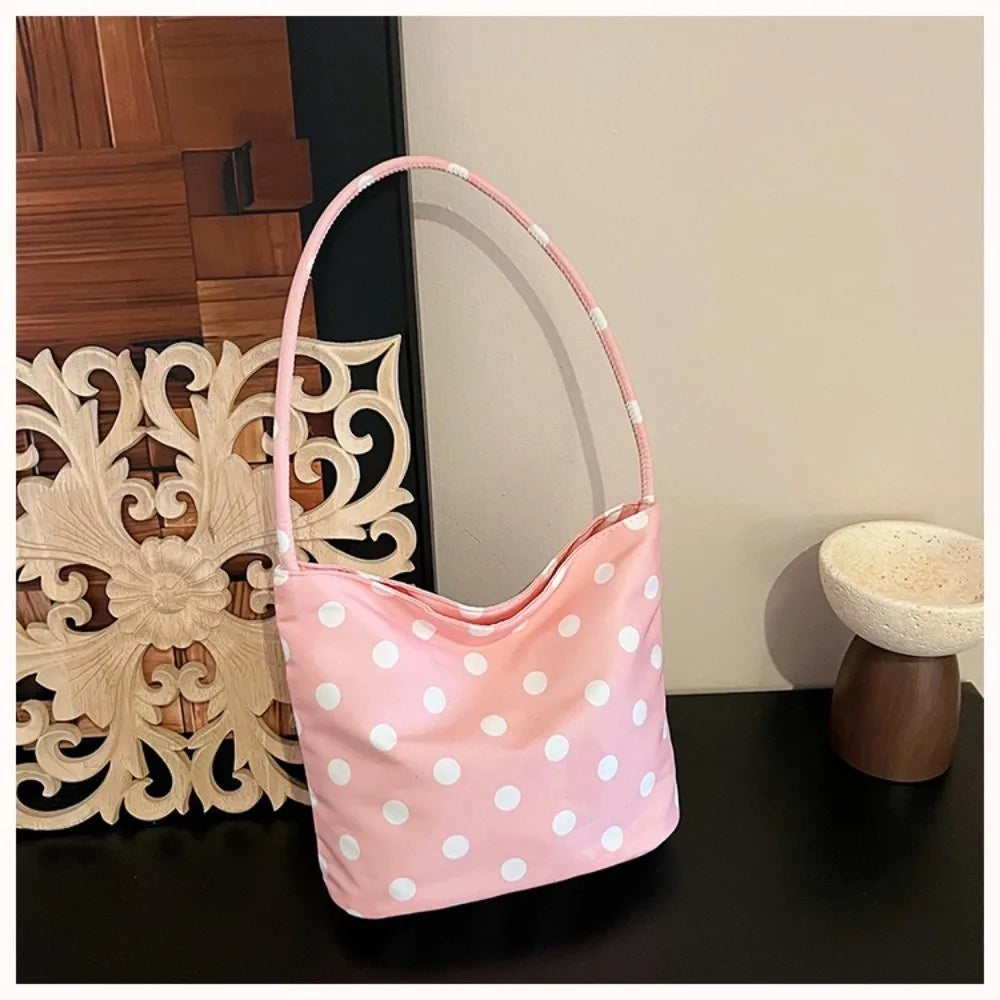 Women's Polka Dot Shoulder Bag – Water-Resistant Oxford Tote Shoulder Bag Nixie Pink