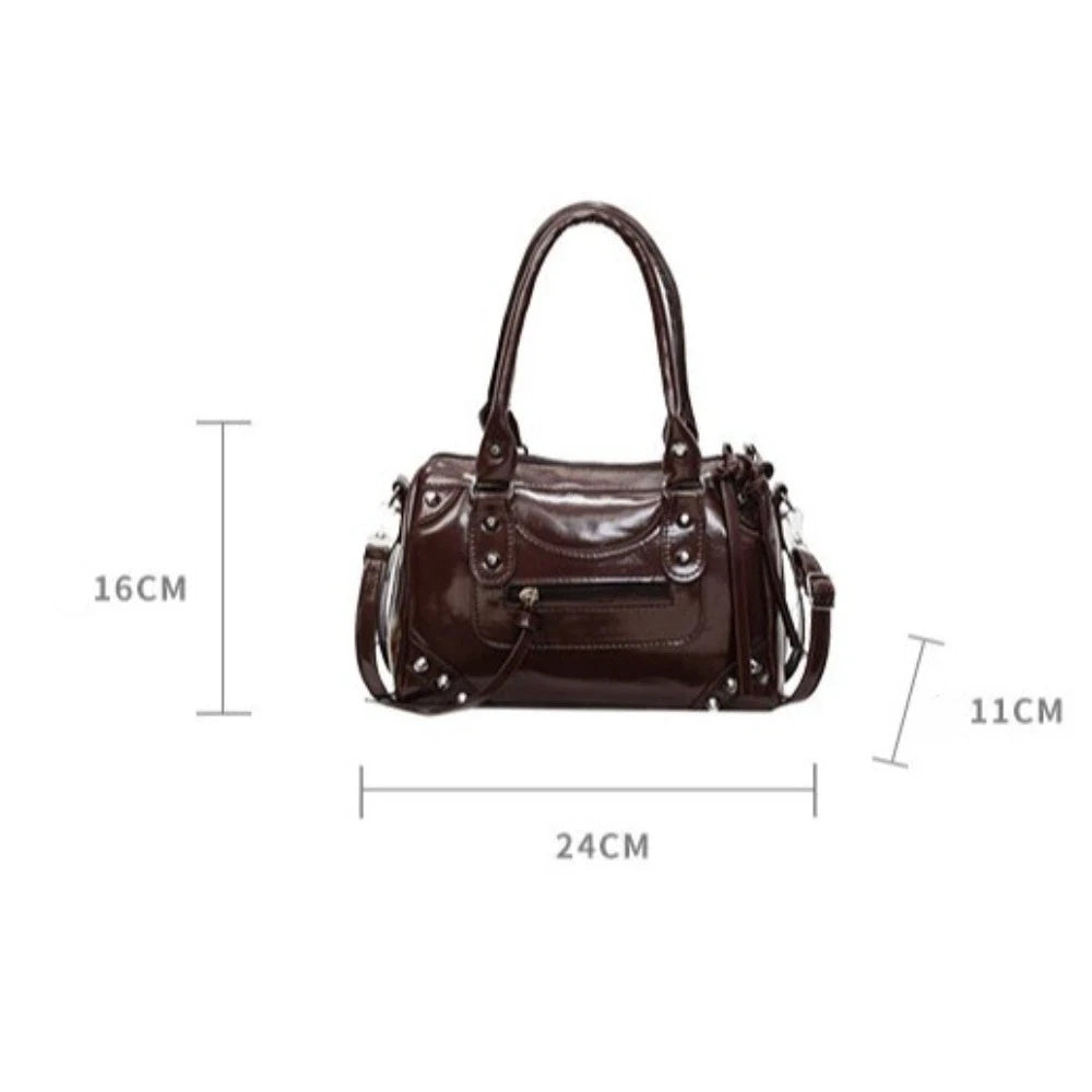 Vintage Rivet Pillow Bag Large PU Leather Crossbody Shoulder Crossbody Shoulder Bag Nixie
