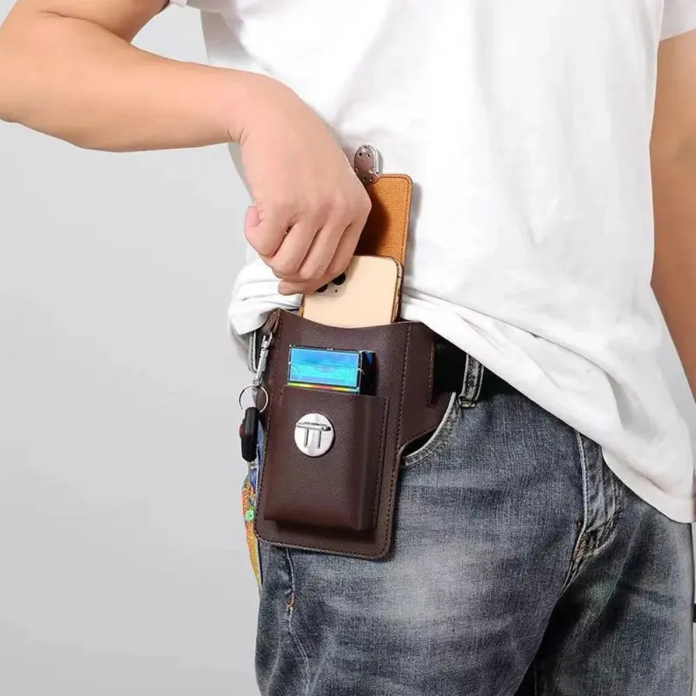 Men's PU Leather Belt Pouch – Phone, Card & Key Waist Pack Belt Waist Pouch Nixie