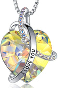 Crystal Heart Zircon Pendant Necklace | Rainbow Gemstone Gift Pendant Necklace Nixie yellow