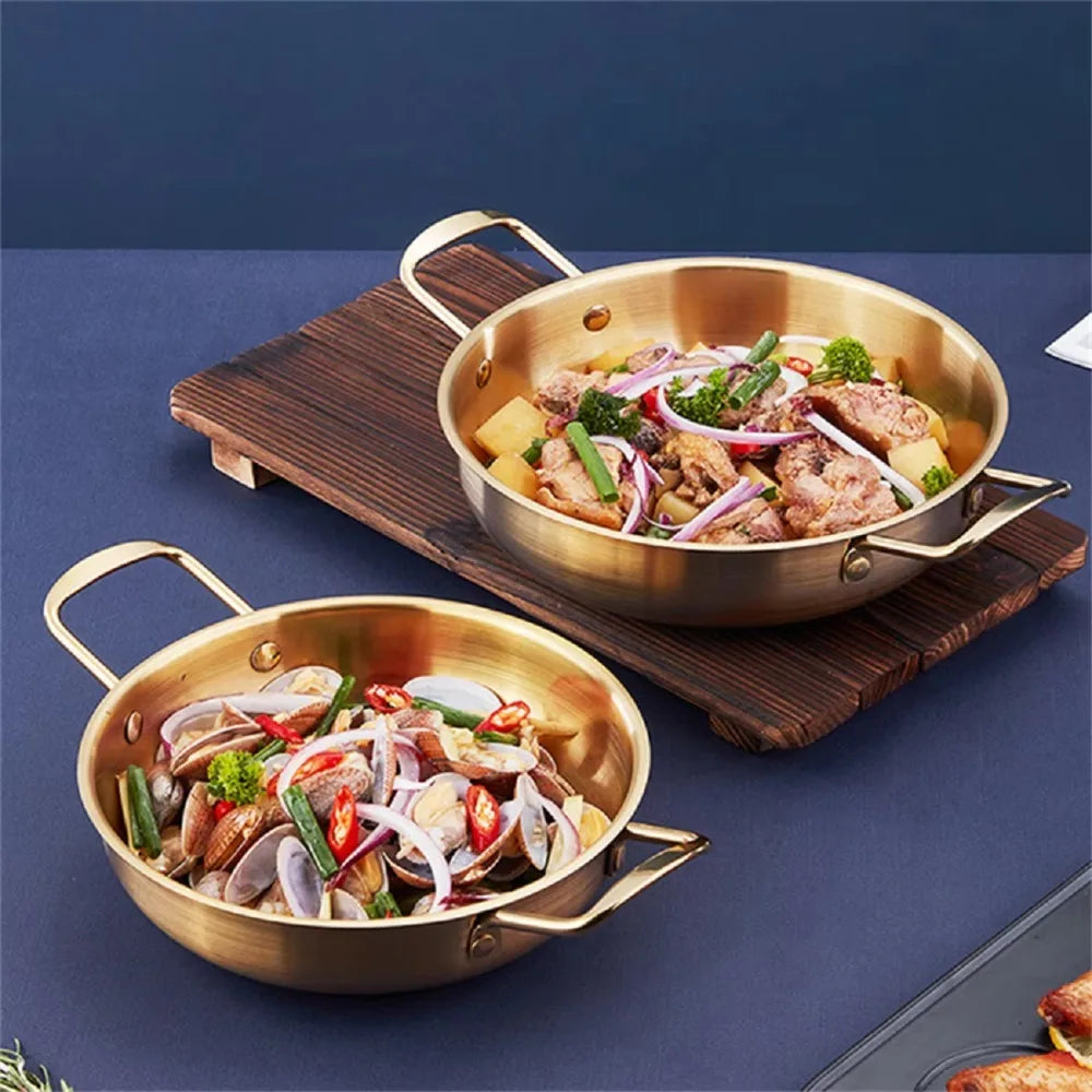 Stainless Steel Saucepan Paella Pan Seafood Rice Pot w/ Handle Stainless Steel Saucepan Nixie