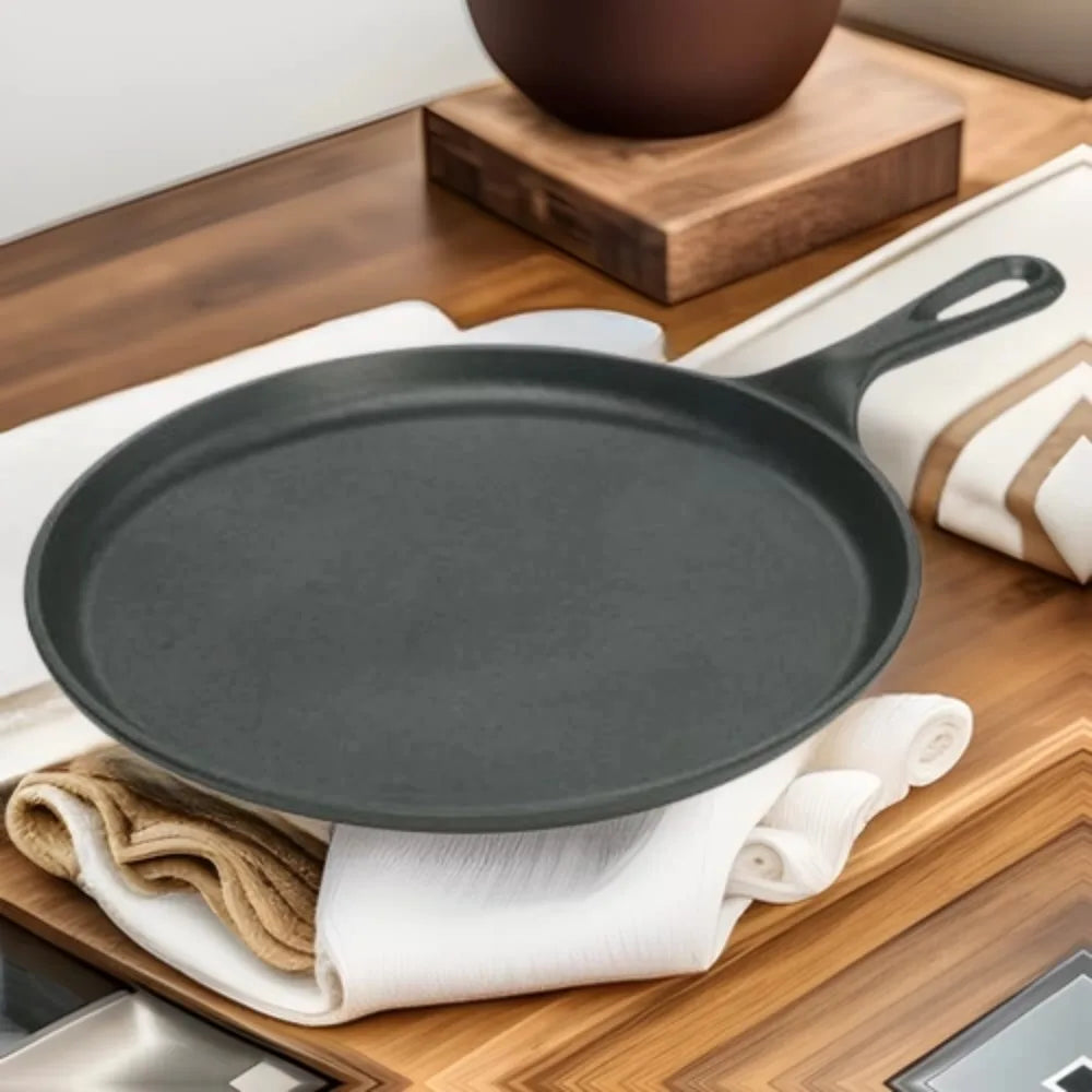 Pre-Seasoned Cast Iron Griddle Pan | Stove, Oven & Campfire Cast Iron Griddle Pan Nixie