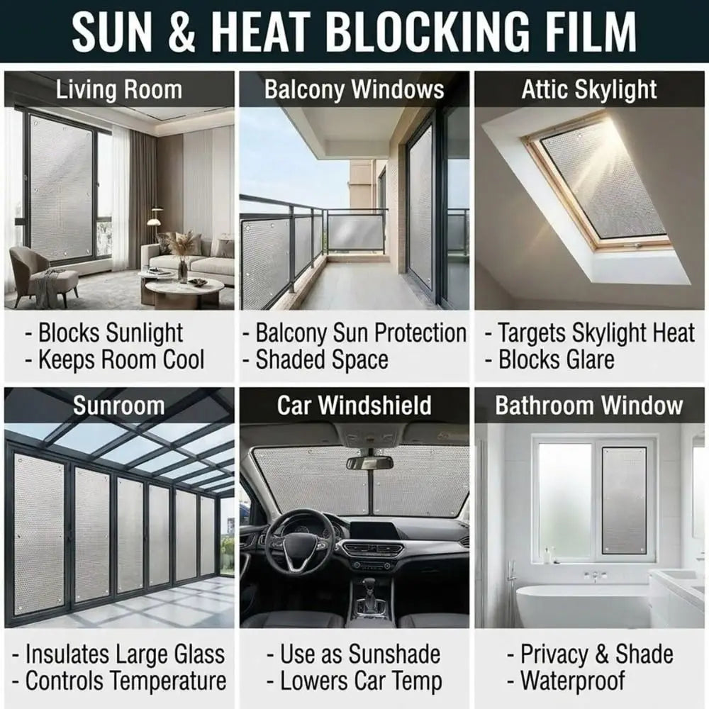 Aluminum Foil Window Insulation Film | Anti-UV Sun Shade Window Insulation Film Nixie