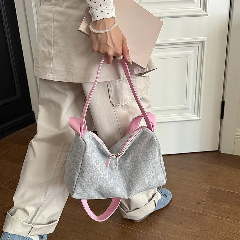 Korean Color-Block Canvas Pillow Bag – Shoulder & Underarm Bag Canvas Shoulder Bag Nixie