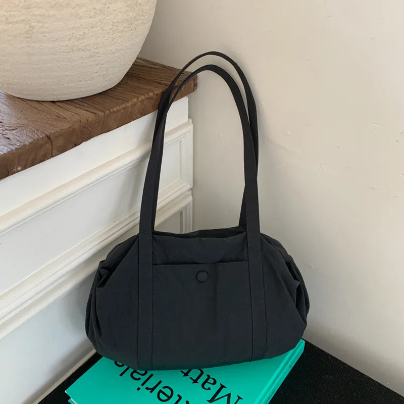 Large Capacity Shoulder Tote Bag – Korean Style Travel & Gym Shoulder Tote Bag Nixie Black