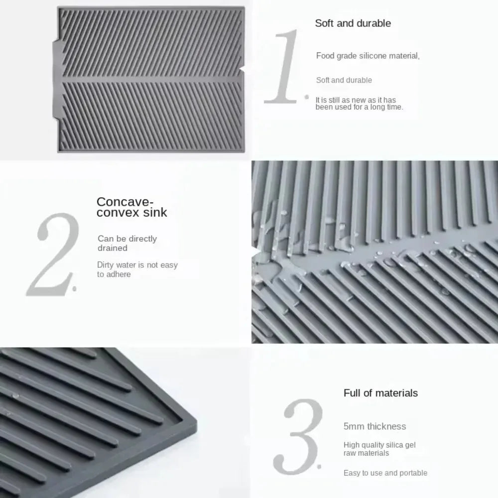 Silicone Dish Draining Mat – Non-Slip & Heat-Resistant Kitchen Pad